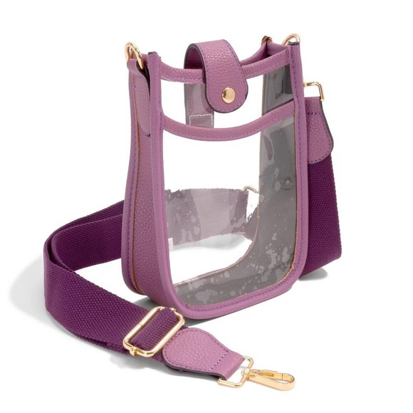 Clear Stadium Event Cross Body Sling Bag Purple Trim - Picture 1 of 3